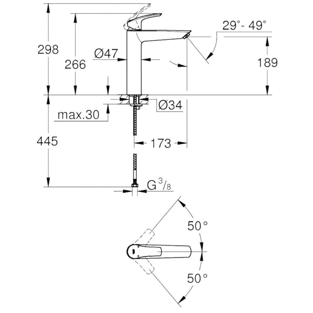Grohe Eurosmart mosdó csaptelep, XL - es méret, matt fekete (239712433)