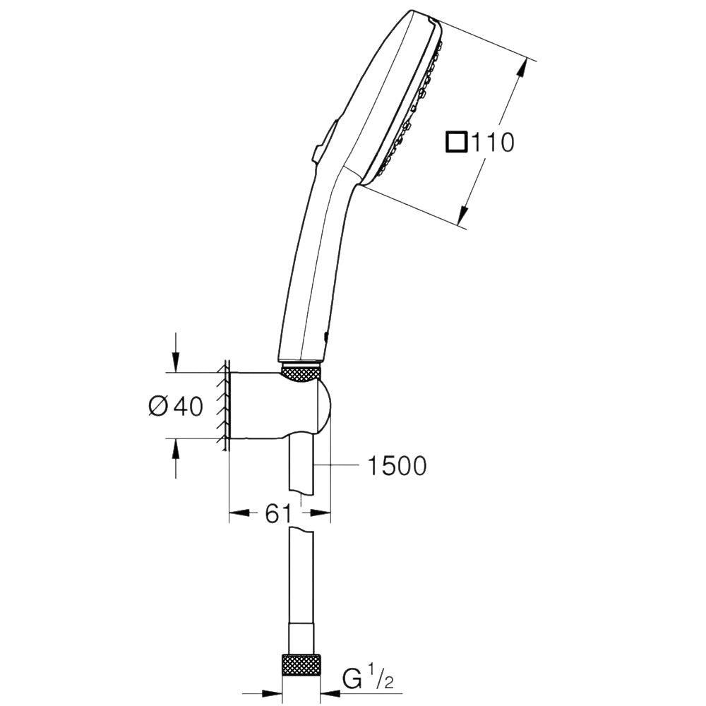 Grohe Tempesta Cube 110 fali tartós zuhanyszett, 3 funkciós, króm (27588003)