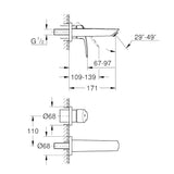 Grohe Eurosmart 2-lyukas mosdó csaptelep, S-es méret (29337003)