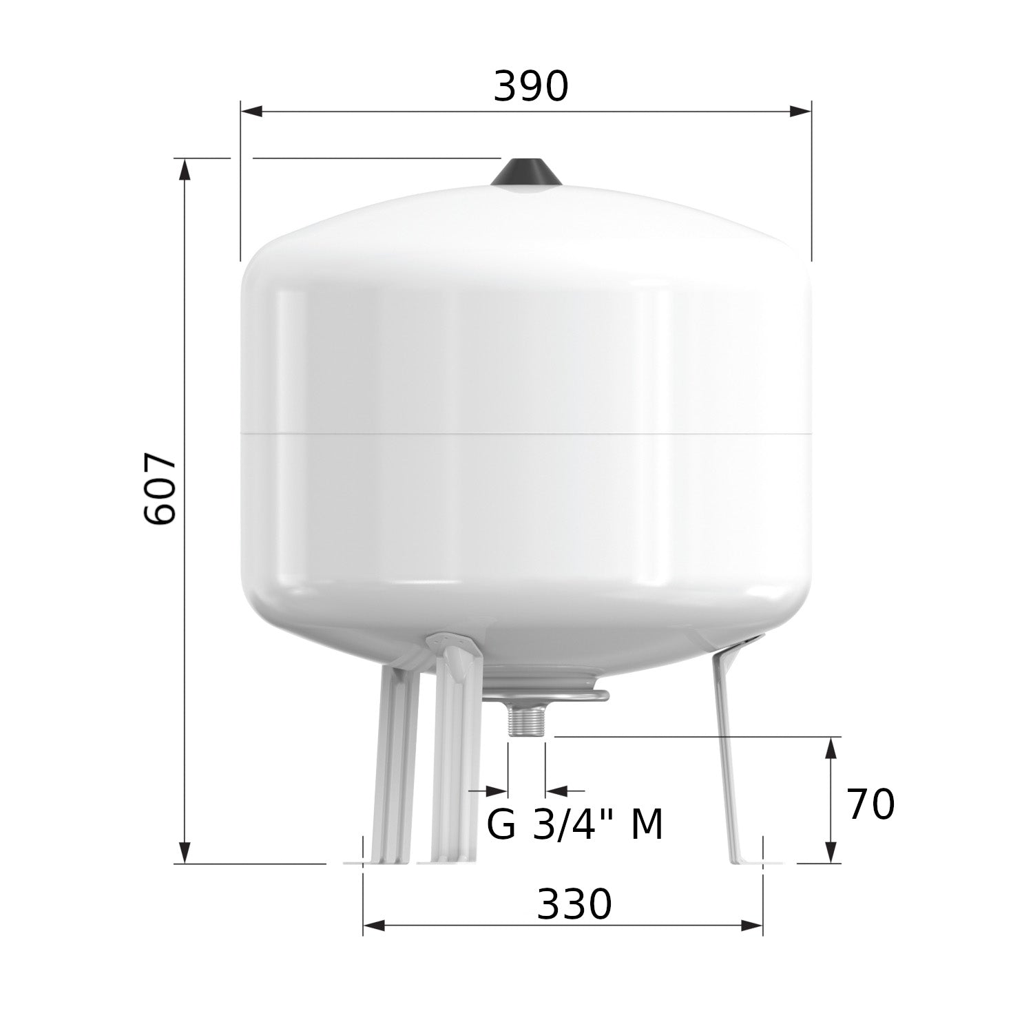 Flamco Flofix ivóvizes tágulási tartály 50L/4 (10bar) (25295)- méretrajz