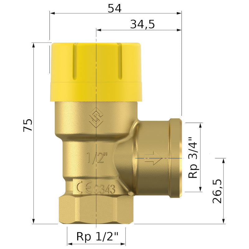 Flamco bizt. Prescor SOLAR 1/2" - 3/4" 3 bar-2