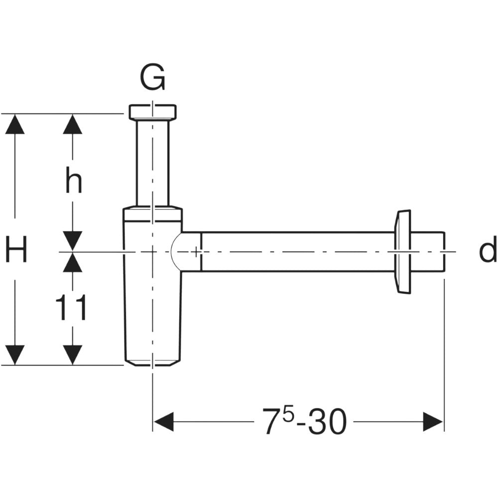 Geberit mosdó búraszifon, G5/4"-40mm, fényes króm