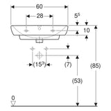 Geberit Selnova Square mosdó 60 cm csaplyuk középen, új termék-3