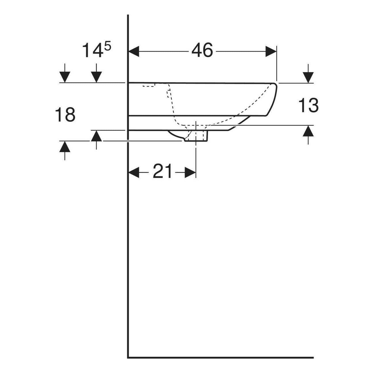 Geberit Selnova Square mosdó 60 cm csaplyuk középen, új termék (500.300.01.7)