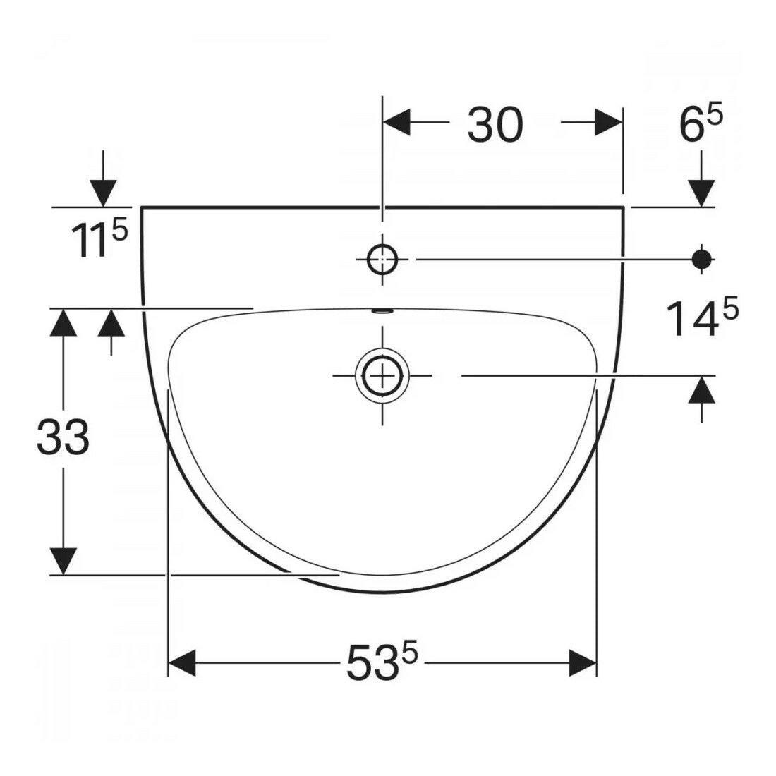 Geberit Selnova mosdó 60x18x48cm , csaplyuk középen 500.305.01.7, új termék-2