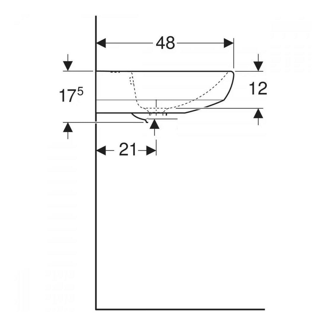 Geberit Selnova mosdó 60x18x48cm , csaplyuk középen 500.305.01.7, új termék-4