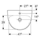 Geberit Selnova mosdó 55 cm csaplyuk középen túlfolyóval, új termék-2