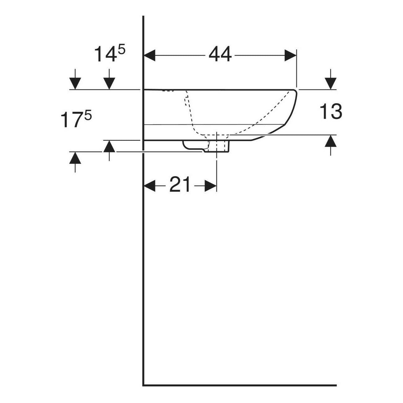 Geberit Selnova mosdó 55 cm csaplyuk középen túlfolyóval, új termék-4