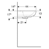 Geberit Selnova mosdó 55 cm csaplyuk középen túlfolyóval, új termék-4