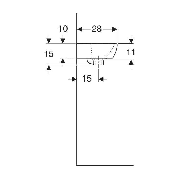 Geberit Selnova Square kézmosó aszimmetrikus túlfolyóval, 36x14,85x28cm  500.316.01.7 új termék-4