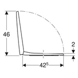 Geberit Selnova Square WC ülőke tetővel, gyorskioldó zsanérral (500.336.01.1) - méretrajz