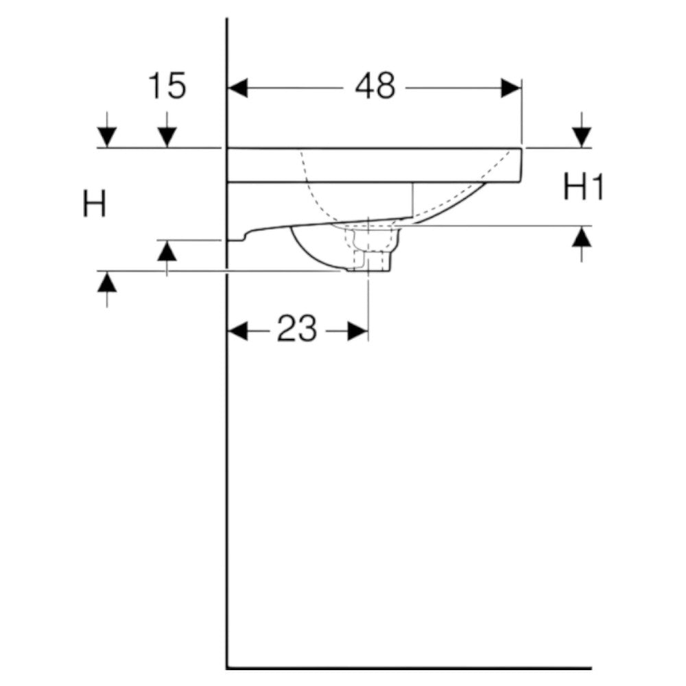 Geberit Acanto mosdó pakolófelülettel, 75x16,8x48,2 cm (500.622.01.2)