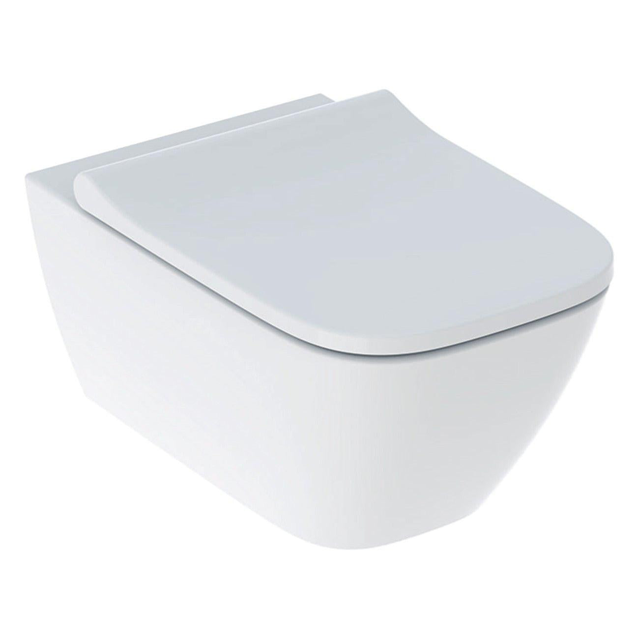 Geberit Smyle Square fali WC készlet, mélyöblítésű, zárt forma, Rimfree, 54cm, WC - tetővel, keskeny (500.683.00.2)