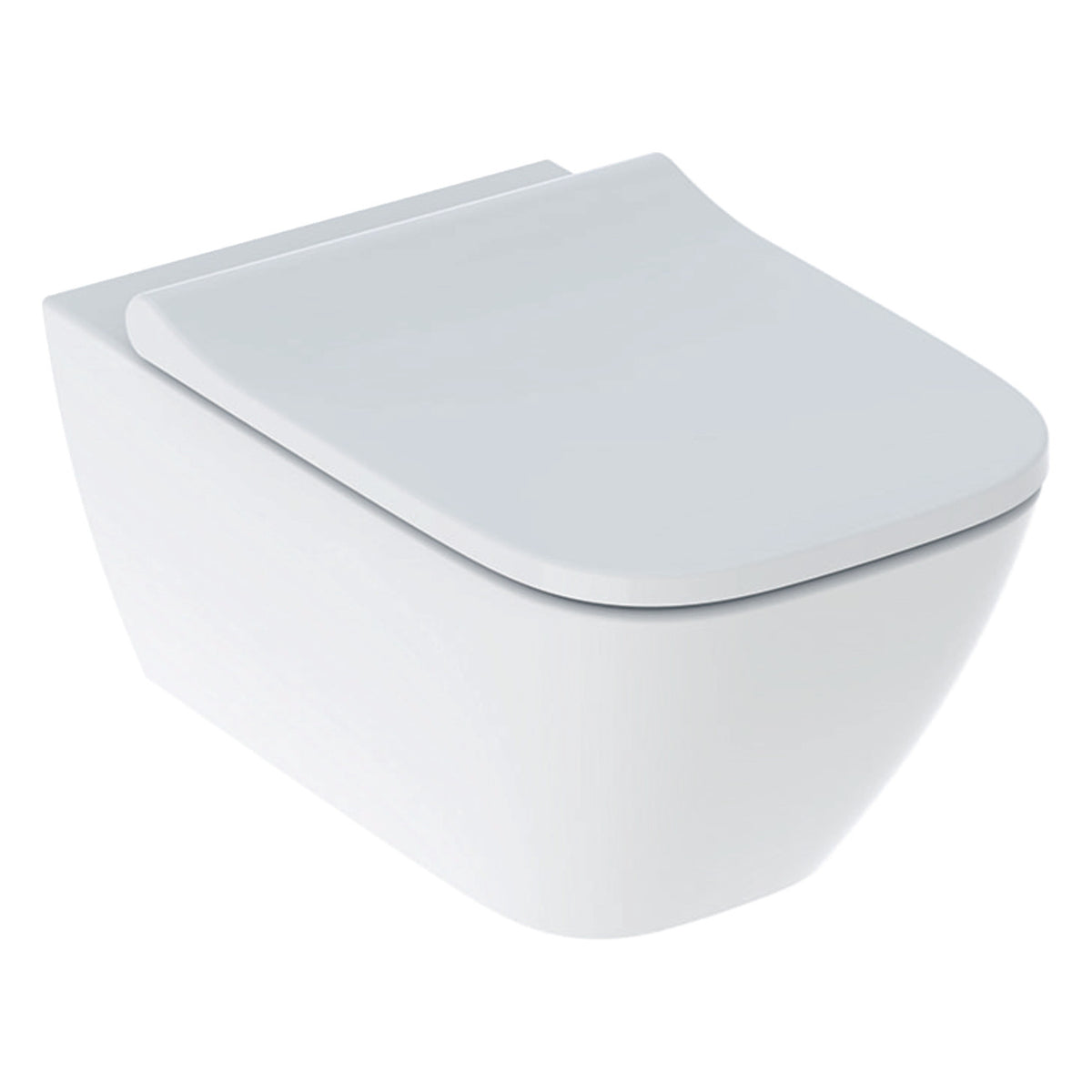 Geberit Smyle Square fali WC készlet, mélyöblítésű, zárt forma, Rimfree, 54cm, WC-tetővel, keskeny (500.683.00.2)