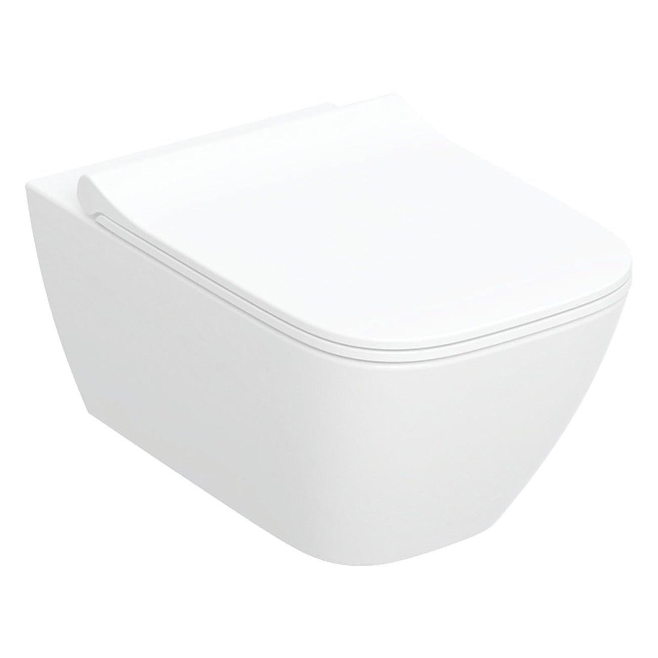 Geberit Smyle Square fali WC készlet, mélyöblítésű, zárt forma, Rimfree, 54cm, WC - tetővel, sandwich (500.685.01.1)
