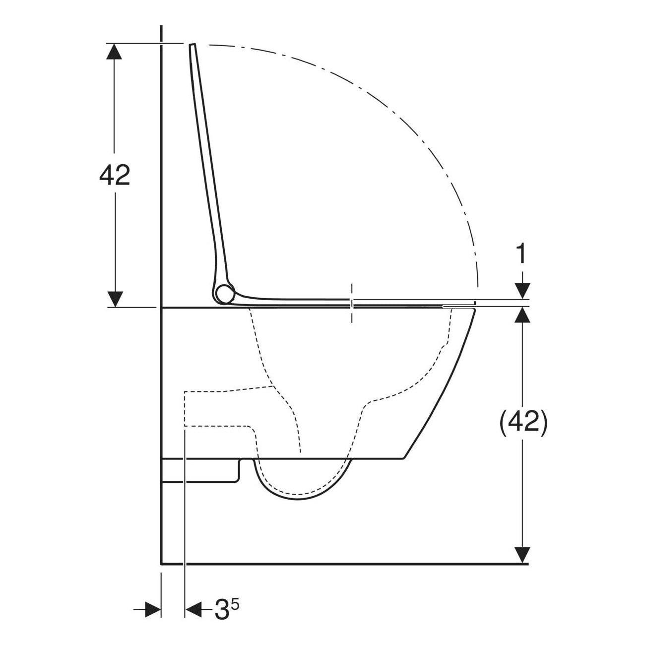Geberit Smyle Square fali WC készlet, mélyöblítésű, zárt forma, Rimfree, 54cm, WC - tetővel, sandwich (500.685.01.1)