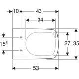 Geberit Selnova Square fali WC mélyöblítésű (500.270.01.5) - méretrajz