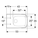 Geberit Selnova Square fali WC mélyöblítésű (501.458.00.7) új termék - méretrajz