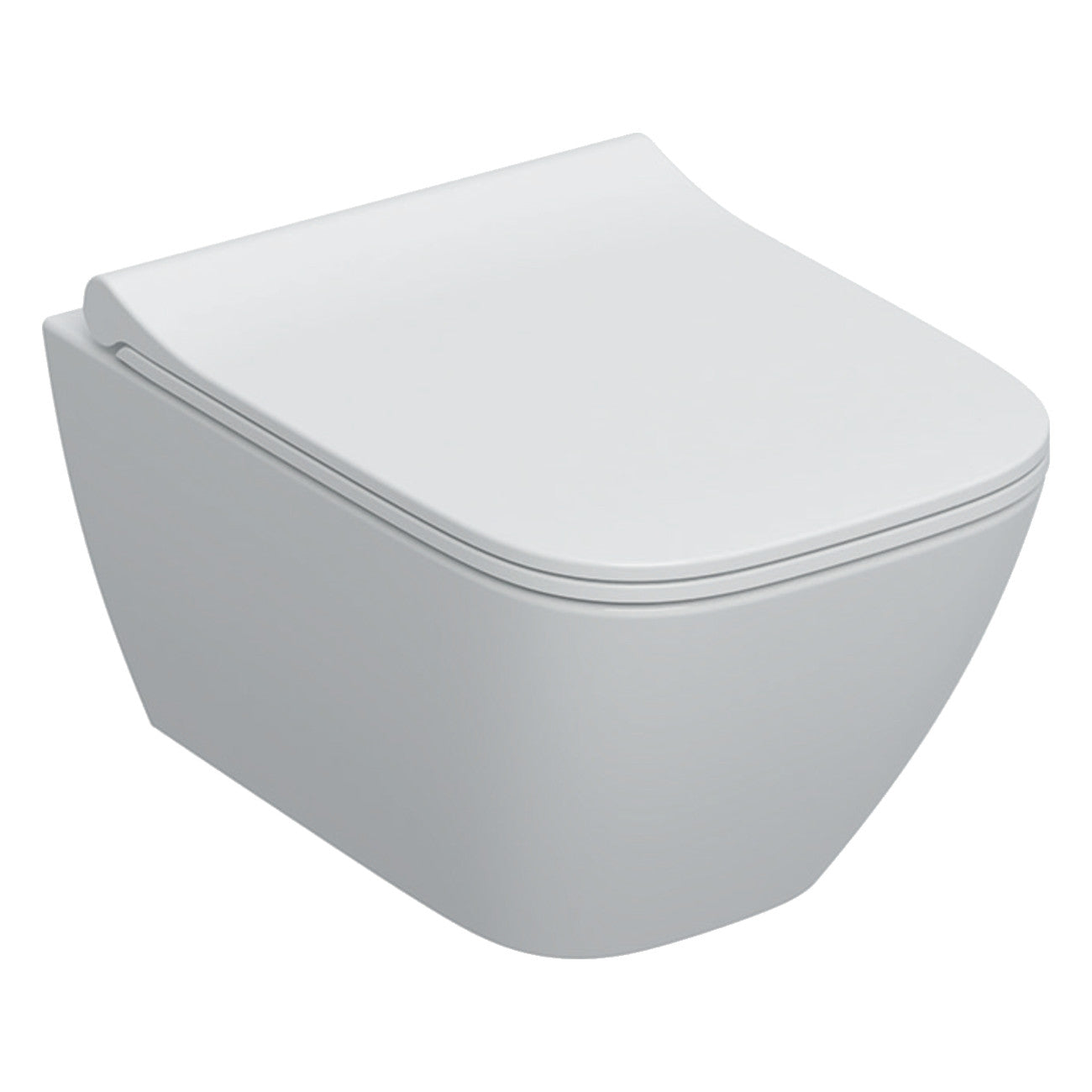 Geberit Smyle Square fali WC készlet, mélyöblítésű, zárt forma, Rimfree, 49cm, WC-tetővel, sandwich (501.619.00.1)