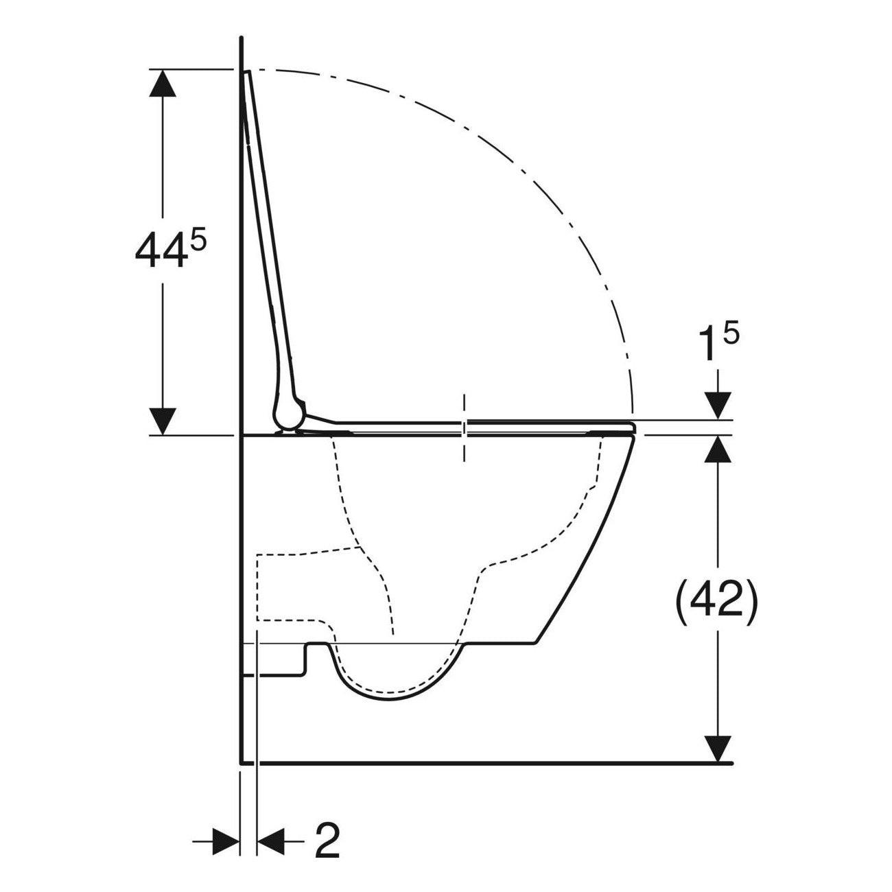 Geberit Smyle Square fali WC készlet, mélyöblítésű, zárt forma, Rimfree, 49cm, WC - tetővel, sandwich (501.619.00.1)