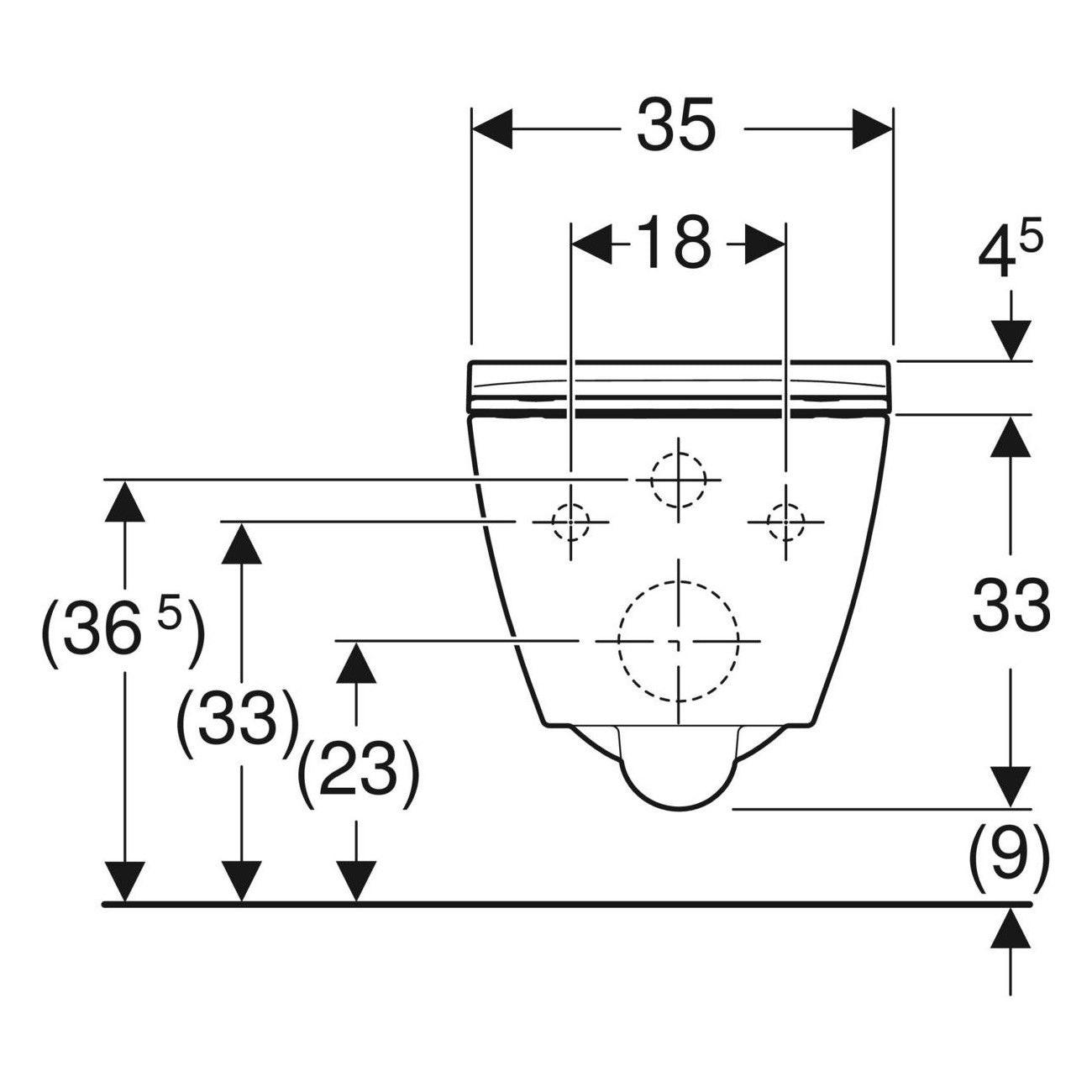 Geberit Smyle Square fali WC készlet, mélyöblítésű, zárt forma, Rimfree, 49cm, WC - tetővel, sandwich (501.619.00.1)