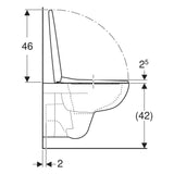 Geberit Selnova fali WC készlet, mélyöblítésű, zárt forma, Rimfree, WC-ülőkével, felső rögzítés (501.751.00.1) - méretrajz