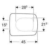 Geberit Selnova Compact WC tető szögletes, lecsapódás gátl. gyorskioldós zsanér, fehér (501.930.01.1) - méretrajz