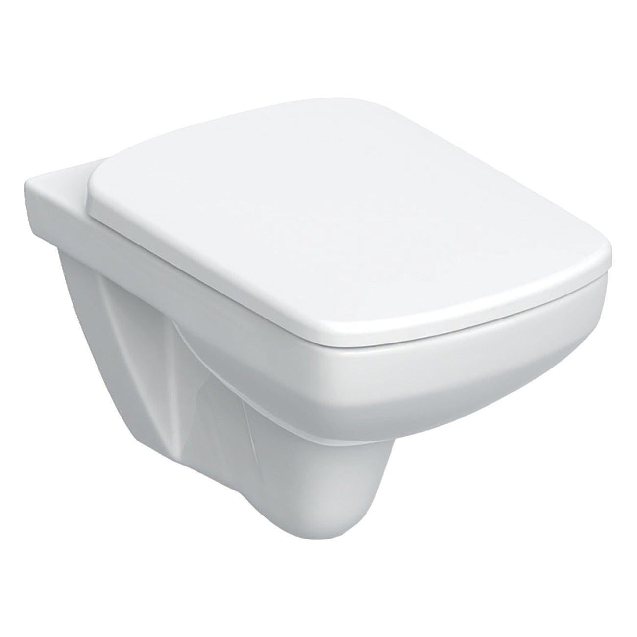 Geberit Selnova Square fali WC készlet, mélyöblítésű, zárt forma, Rimfree, WC - ülőkével, felső rögzítés (501.961.00.1)