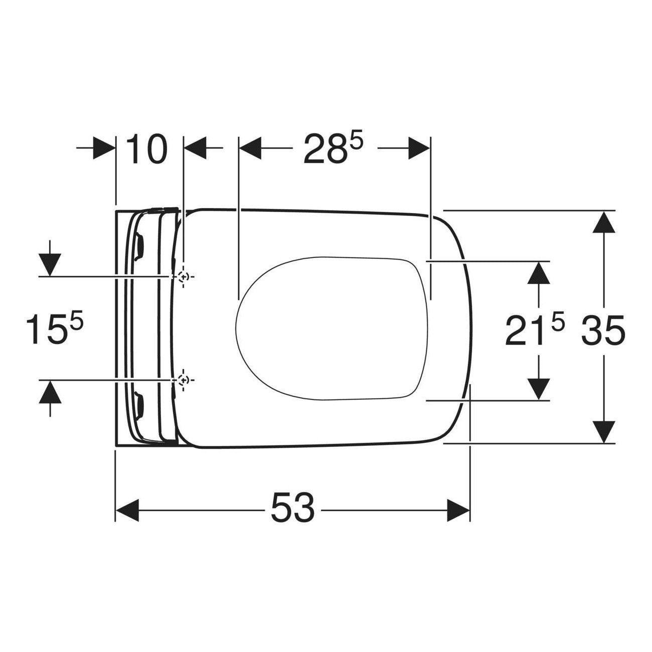 Geberit Selnova Square fali WC készlet, mélyöblítésű, zárt forma, Rimfree, WC - ülőkével, felső rögzítés (501.961.00.1)