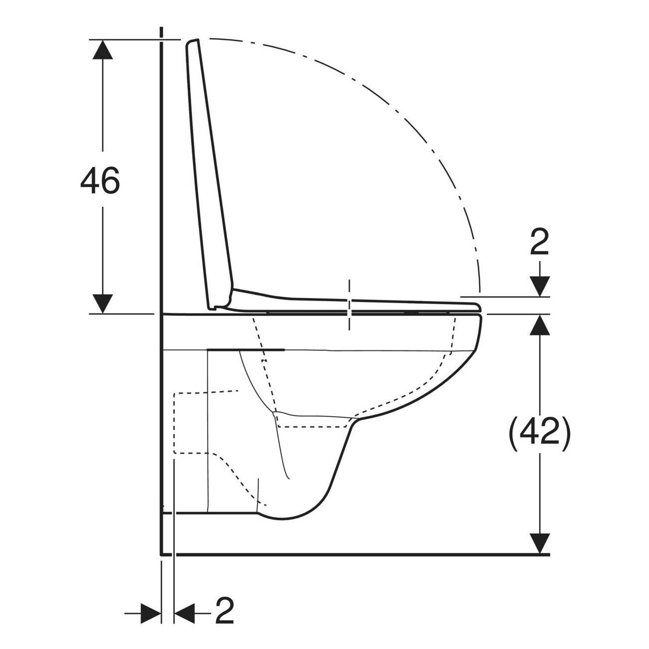 Geberit Selnova Square fali WC készlet, mélyöblítésű, zárt forma, Rimfree, WC - ülőkével, felső rögzítés (501.961.00.1)