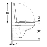 Geberit Selnova Square fali WC készlet, mélyöblítésű, zárt forma, Rimfree, WC-ülőkével, felső rögzítés (501.961.00.1) - méretrajz