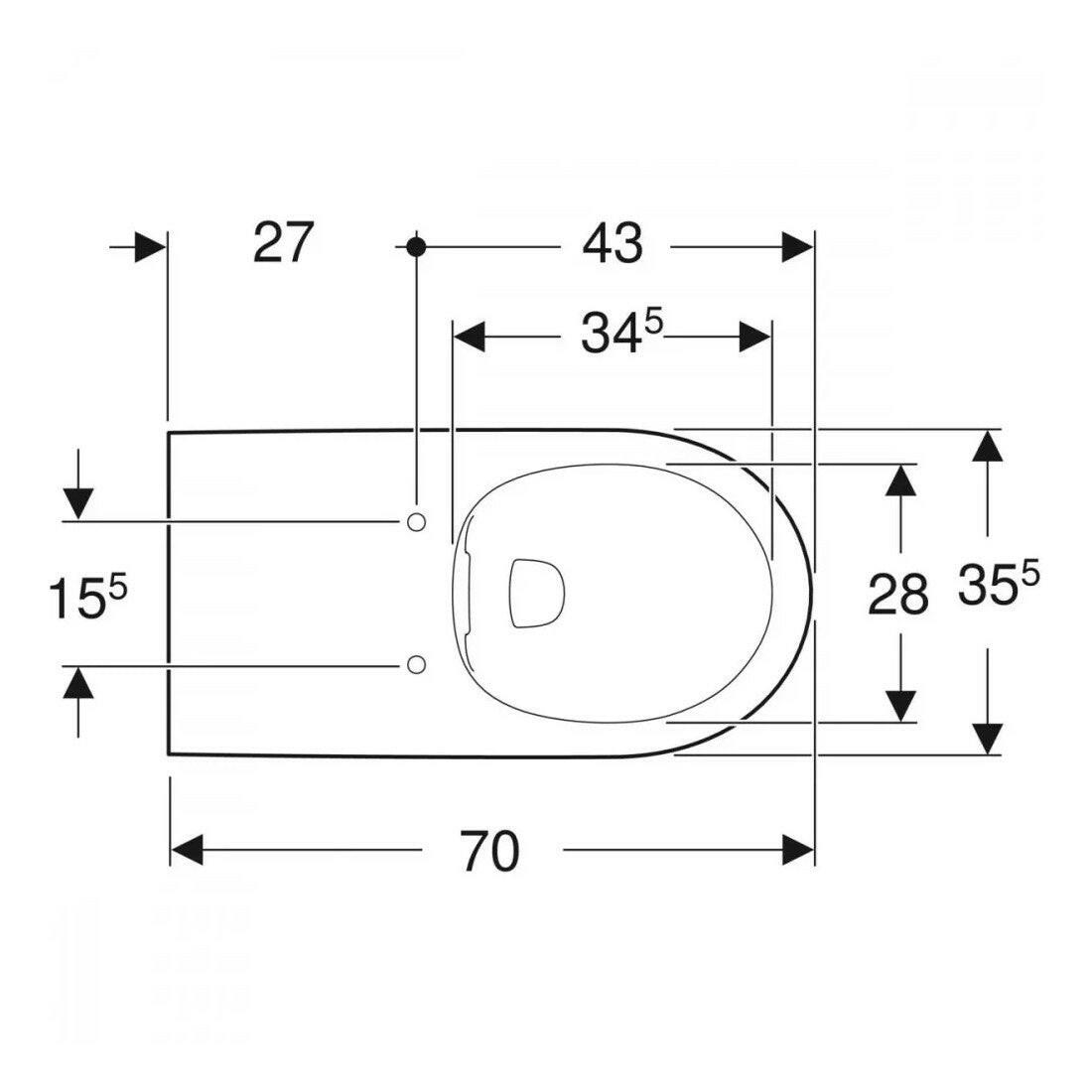 Geberit Selnova Comfort fali WC 70, perem nélküli, mozgáskorlátozottaknak-2