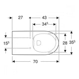 Geberit Selnova Comfort fali WC 70, perem nélküli, mozgáskorlátozottaknak-2