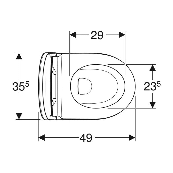 Geberit iCon fali WC készlet, mélyöblítésű, zárt forma, Rimfree, WC-ülőkével, rövidített forma (502.381.00.1) - méretrajz