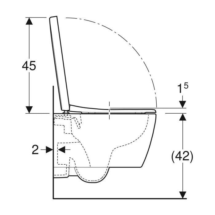 Geberit iCon fali WC készlet, mélyöblítésű, zárt forma, Rimfree, WC - ülőkével, rövidített forma (502.381.00.1)