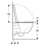 Geberit Selnova Square fali WC készlet, mélyöblítésű, Premium, zárt forma, Rimfree, WC-ülőkével (502.727.00.1) - méretrajz