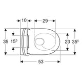 Geberit Acanto fali WC készlet,mélyöblítésű, Rimfree, zárt forma, TurboFlush, WC-ülőkével, KeraTect (502.774.00.8) - méretrajz