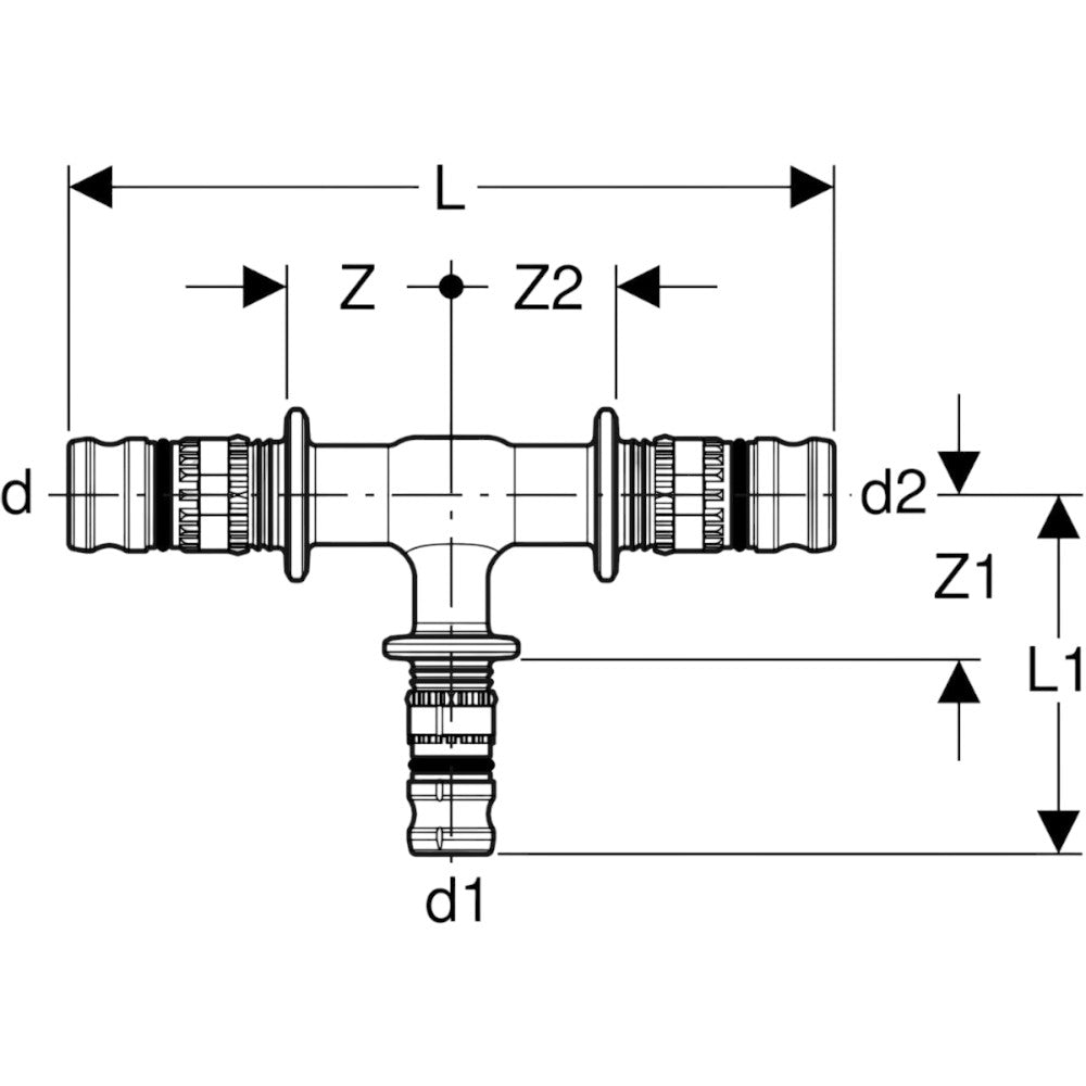 Geberit Mepla szűkített T-idom, PVDF, d32-26/32 (624.319.00.5)