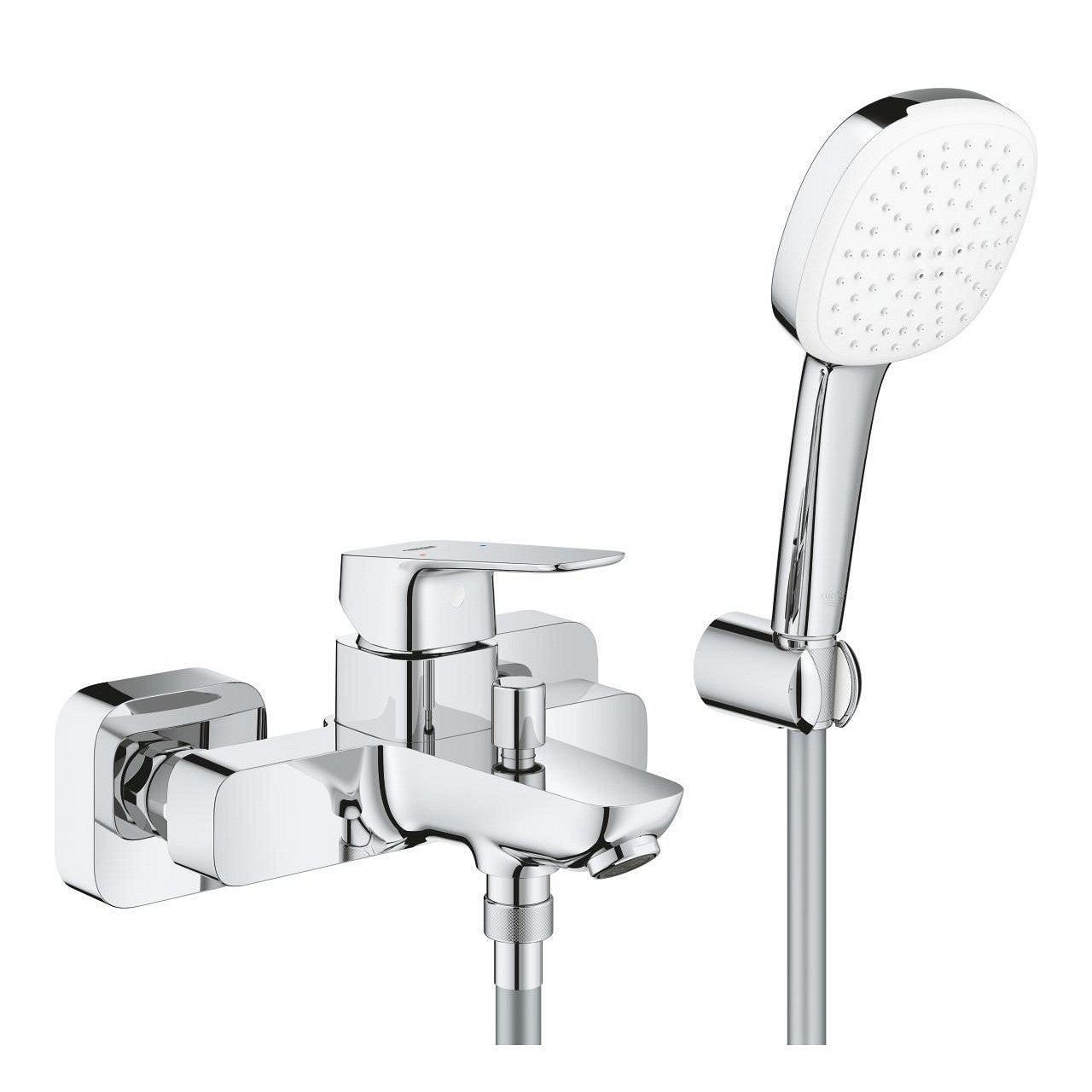 Grohe Cubeo zuhany csaptelep + Tempesta Cube 110 zuhanyszett fali zuhanytartóval (1018140000)
