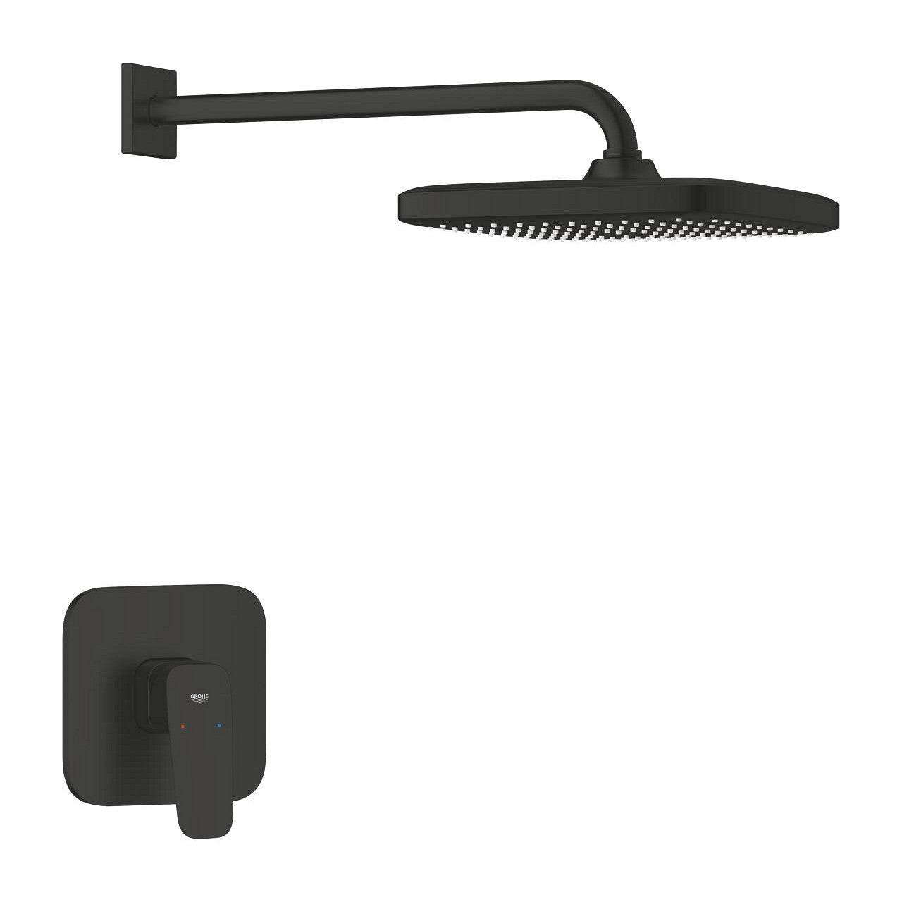 Grohe Cubeo zuhany csaptelep, színkészlet + Tempesta 250 fejzuhannyal, matt fekete (1053342430)