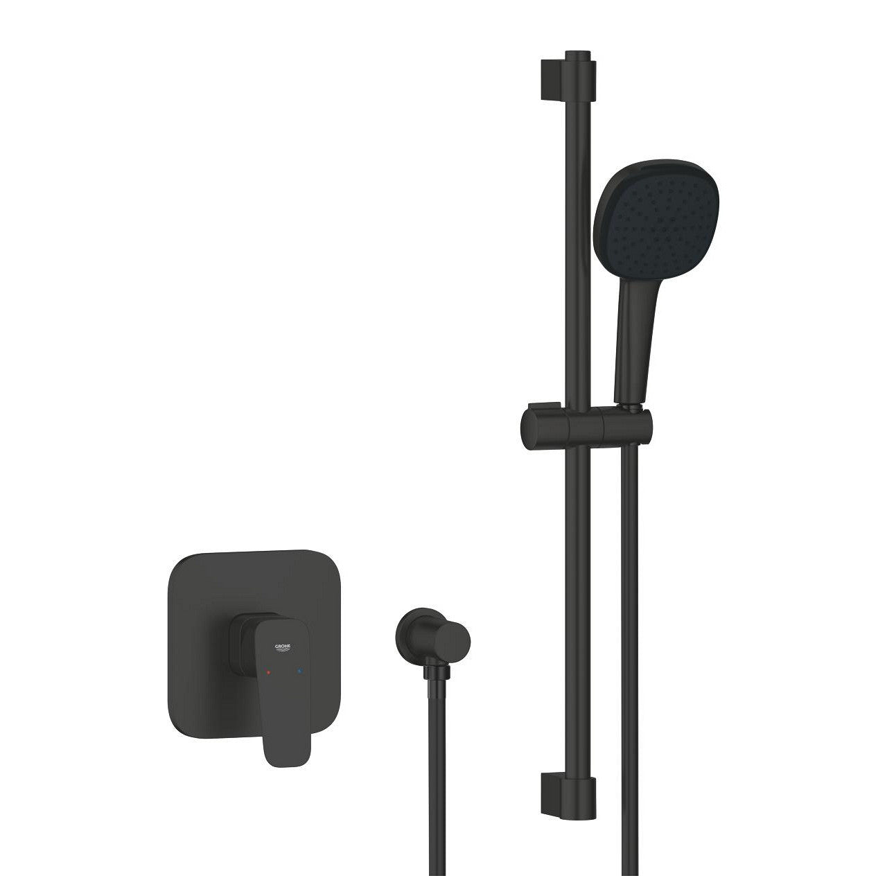 Grohe Cubeo zuhany csaptelep, színkészlet + Tempesta Cube 110 zuhanyszett, matt fekete (1053352430)