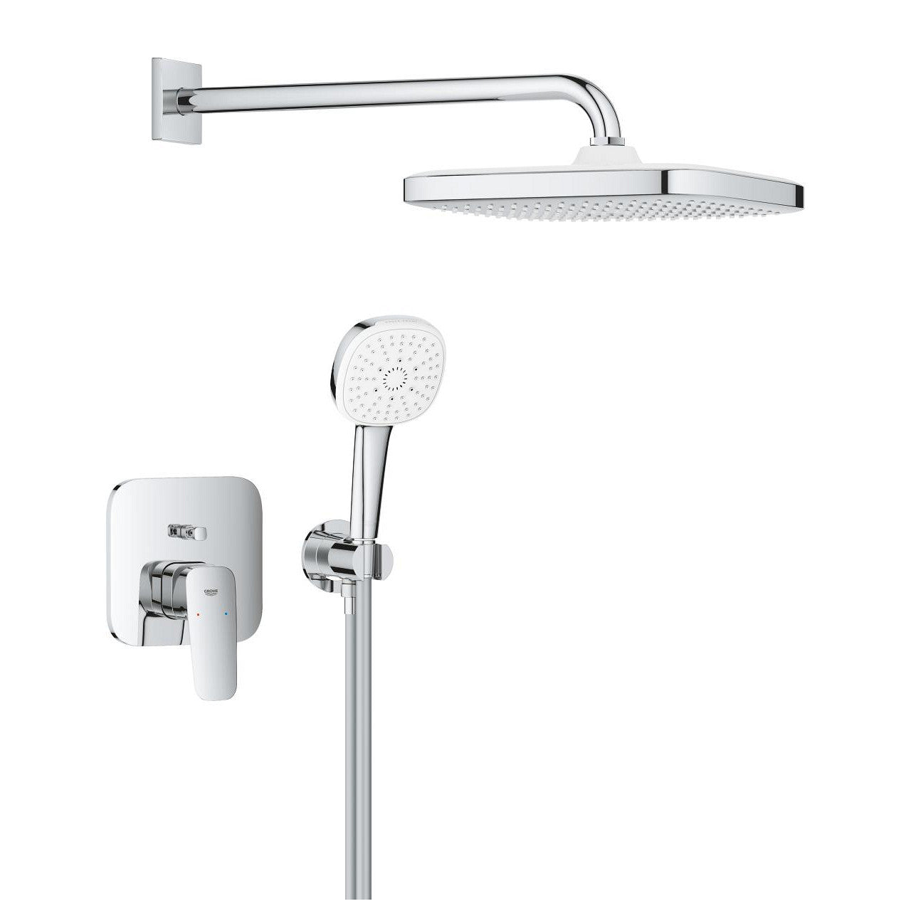 Grohe Cubeo zuhany csaptelep, színkészlet + Tempesta Cube kézi és fejzuhany (1053360000)