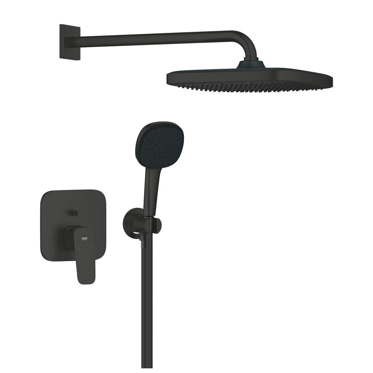 Grohe Cubeo zuhany csaptelep, színkészlet + Tempesta Cube kézi és fejzuhany, matt fekete (1053362430)