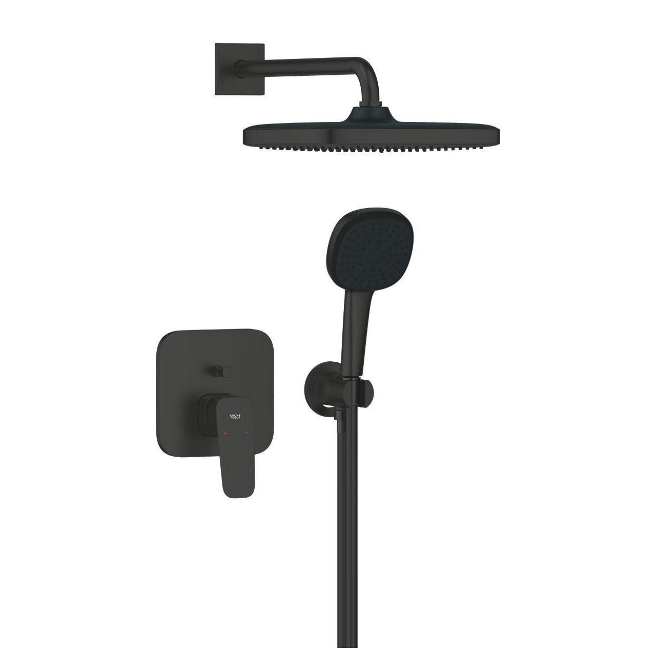 Grohe Cubeo zuhany csaptelep, színkészlet + Tempesta Cube kézi és fejzuhany, matt fekete (1053362430)