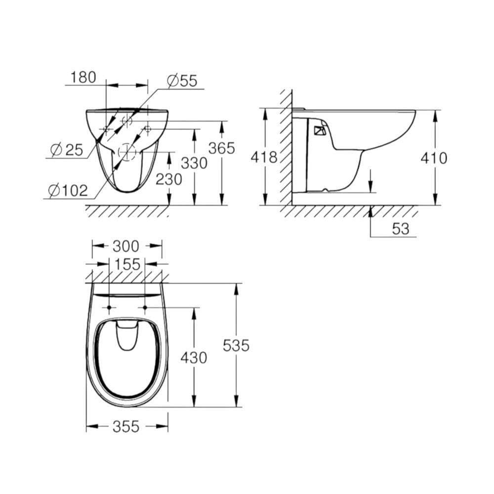 Grohe Bau Ceramic WC csésze, fali, perem nélküli (112948SH00)