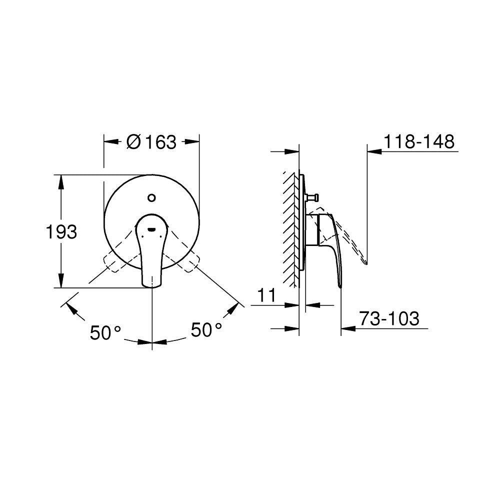 Grohe Eurosmart falba épített kádcsaptelep (19450003)