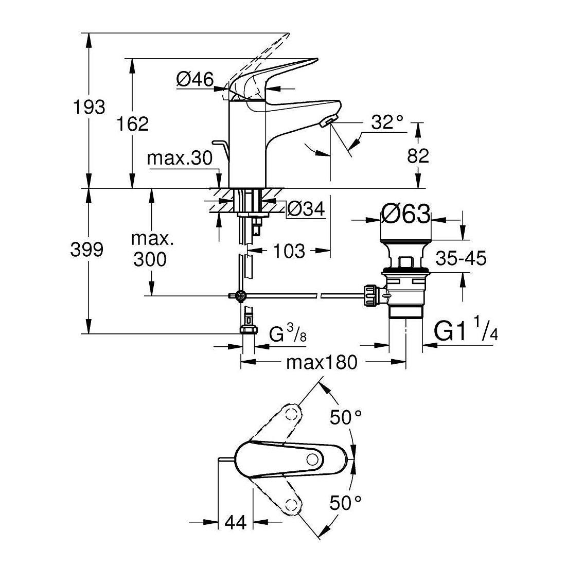 Grohe Euroeco egykaros mosdócsaptelep S - es méret