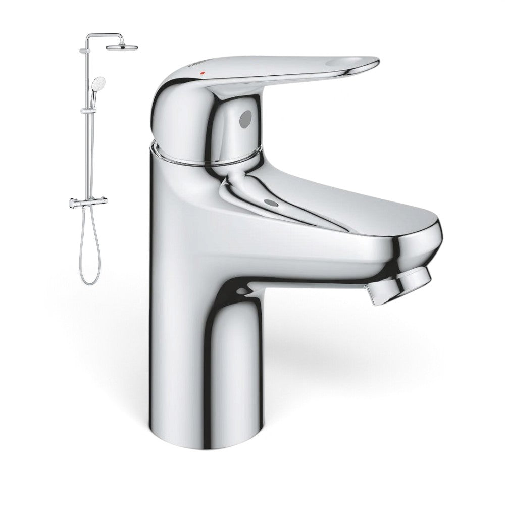 Grohe Tempesta System 210 termosztátos zuhanyrendszer + Grohe EuroEco mosdócsap