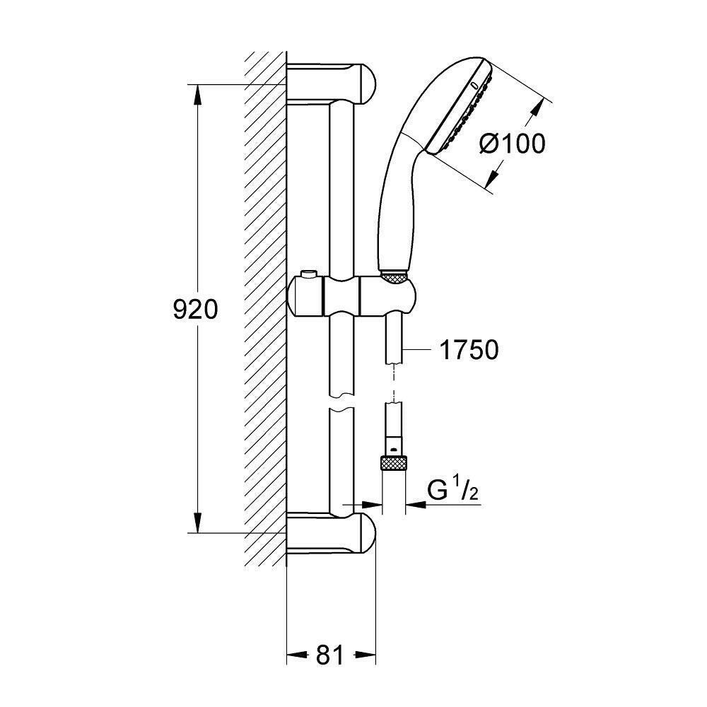 Grohe Tempesta 100 rudas zuhanyszett 900mm-es, 1 funkciós kézizuhannyal-2