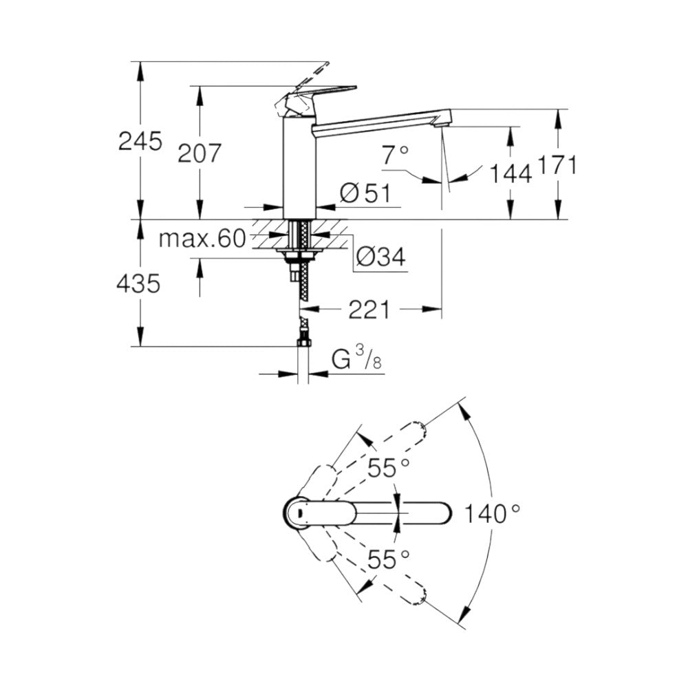 Grohe Eurosmart Cosmopolitan mosogató csaptelep (30193000)